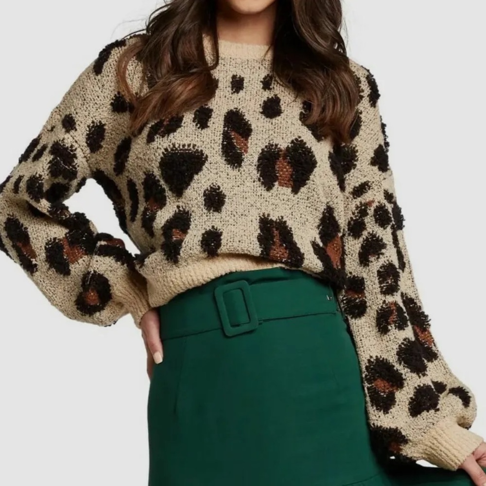 Bardot Slouch Knit Leopard Sweater - Picture 3 of 9